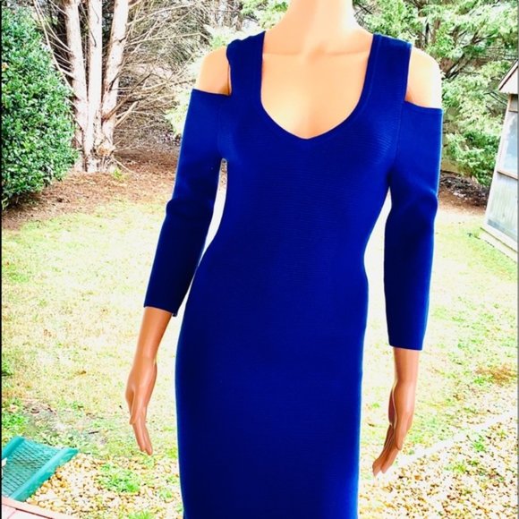 bebe Dresses & Skirts - BEBE Cobalt Blue Cold Shoulder Dress